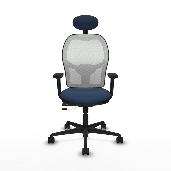 PIQUERAS Y CRESPO Silla de oficina Jorquera con mecanismo Sincro/Traslack, Azul marino y Blanco