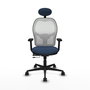 PIQUERAS Y CRESPO Silla de oficina Jorquera con mecanismo Sincro/Traslack, Azul marino y Blanco