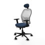 PIQUERAS Y CRESPO Silla de oficina Jorquera con mecanismo Sincro/Traslack, Azul marino y Blanco