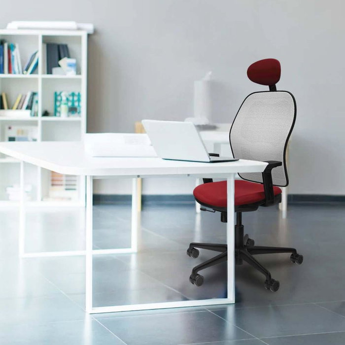 PIQUERAS Y CRESPO Silla de oficina Jorquera con mecanismo Sincro/Traslack, Azul marino y Blanco