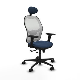 PIQUERAS Y CRESPO Silla de oficina Jorquera con mecanismo Sincro/Traslack, Azul marino y Blanco