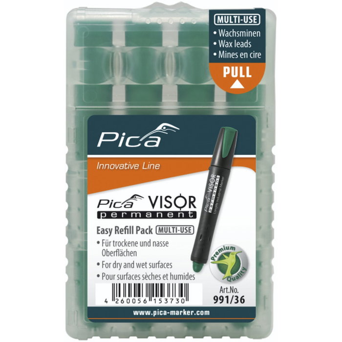 Pica Repuestos de tiza para Pica VISOR permanent, verde Pica Repuestos de tiza para Pica VISOR permanent, verde