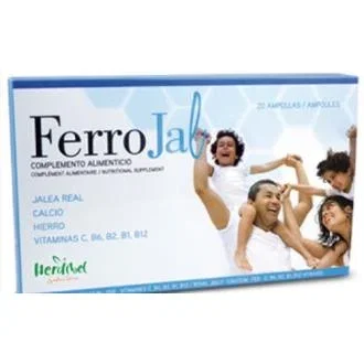 HERDIBEL Ferrojal 20Amp. Complemento alimenticio con jalea real, hierro y vitaminas para reducir el cansancio y fatiga.