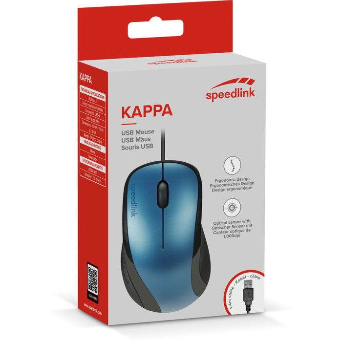 Speedlink KAPPA Ratón Ergonómico USB Negro y Azul