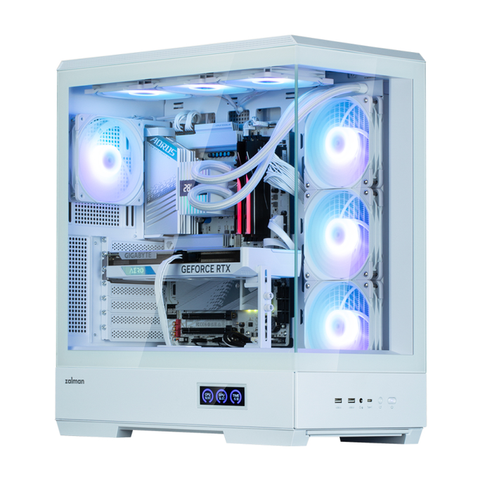 Zalman P50 DS White Midi Tower PC Blanco con Ventana de Vidrio y Iluminación RGB