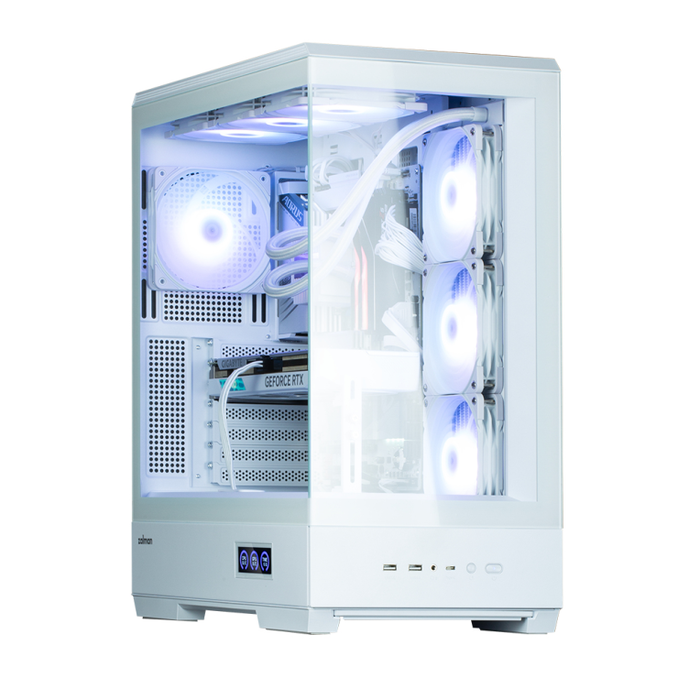 Zalman P50 DS White Midi Tower PC Blanco con Ventana de Vidrio y Iluminación RGB