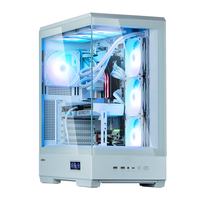 Zalman P50 DS White Midi Tower PC Blanco con Ventana de Vidrio y Iluminación RGB