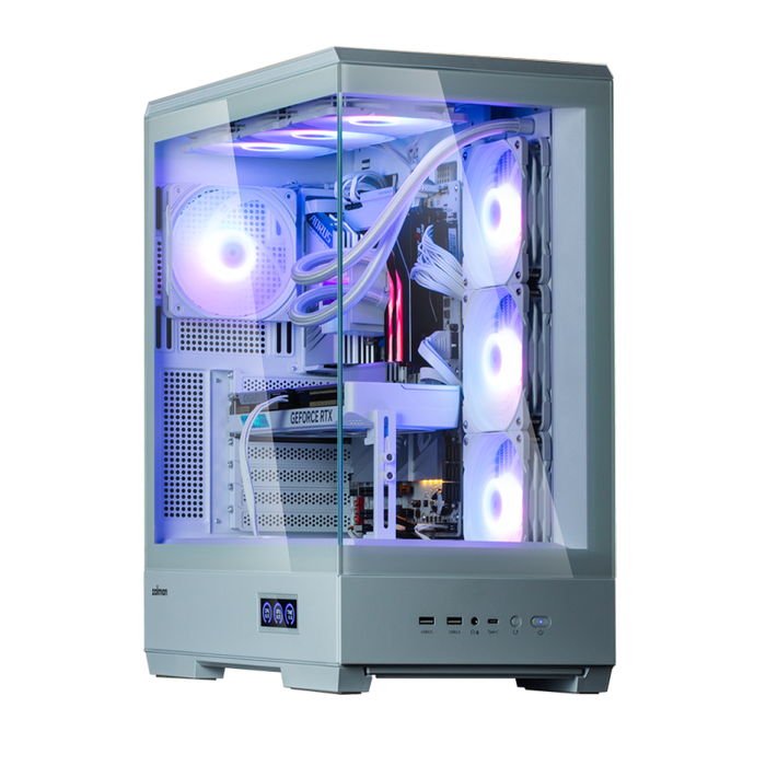 Zalman P50 DS White Midi Tower PC Blanco con Ventana de Vidrio y Iluminación RGB