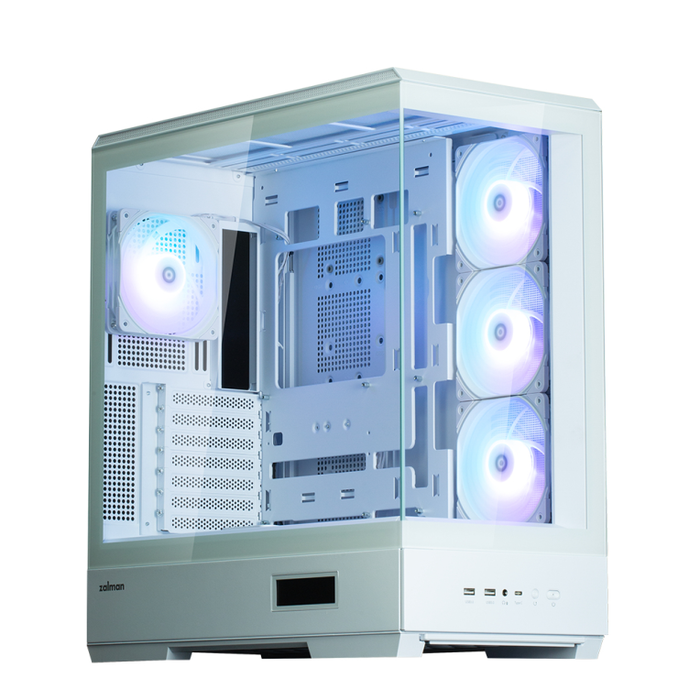 Zalman P50 DS White Midi Tower PC Blanco con Ventana de Vidrio y Iluminación RGB
