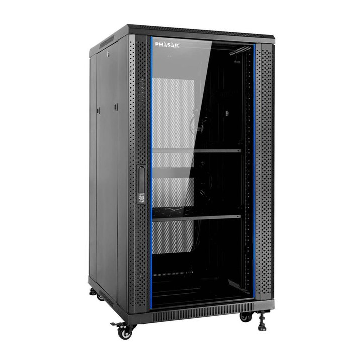 Phasak Armario Rack 19 Pulgadas 22U 600x800mm con Bandejas, Regleta y Ventiladores - PHO 6822 Phasak Armario Rack 19 Pulgadas 22U 600x800mm con Bandejas, Regleta y Ventiladores - PHO 6822