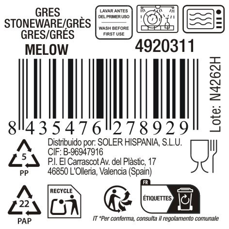 La Mediterranea Mug 200 cc Melow MD 7.5 cm x 8.5 cm x 10.5 cm (36 Unidades)