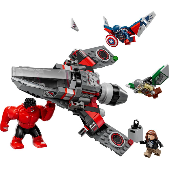 LEGO 76292 Marvel Batalla entre Capitán América y Red Hulk - Caza a Reacción Construible con Minifiguras