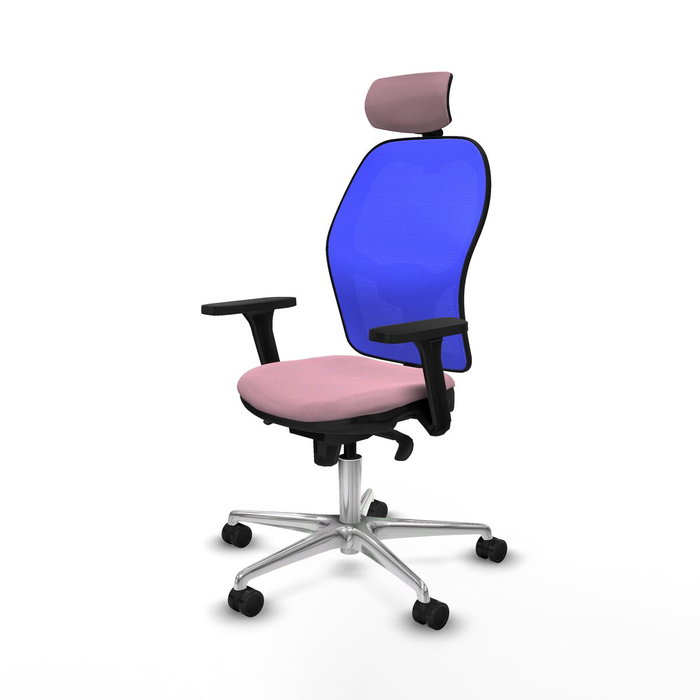 PIQUERAS Y CRESPO Silla de oficina Jorquera con mecanismo Sincro, Tela Rosa y Malla Azul