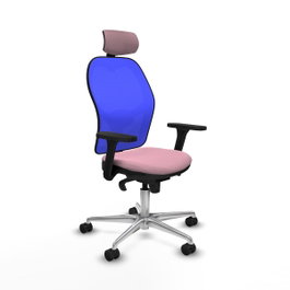 PIQUERAS Y CRESPO Silla de oficina Jorquera con mecanismo Sincro, Tela Rosa y Malla Azul