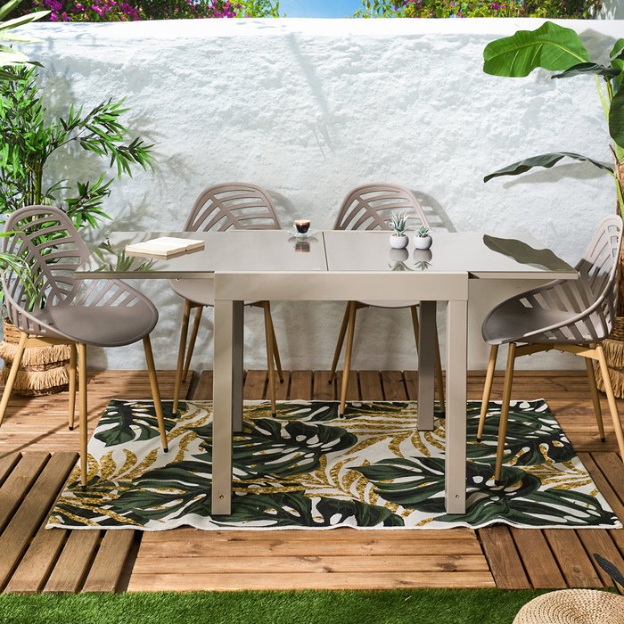 Home Deco Factory Mesa Extensible Beige Haria 80-160x80 cm (4-6 personas)