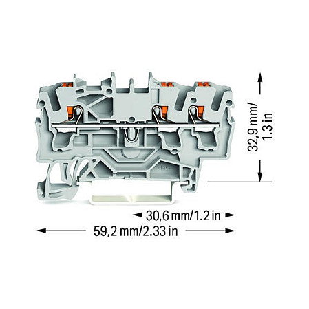WAGO 2202-1301 Terminal de paso de 3 polos, gris, 2,5 mm² WAGO 2202-1301 Terminal de paso de 3 polos, gris, 2,5 mm²
