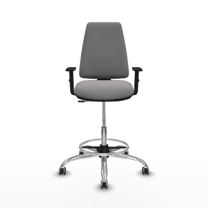 PIQUERAS Y CRESPO Taburete Elche CP Gris con Brazos y Base Cromada