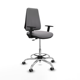 PIQUERAS Y CRESPO Taburete Elche CP Gris con Brazos y Base Cromada