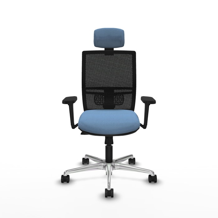 PIQUERAS Y CRESPO Silla de oficina Yunquera con mecanismo Sincro/Traslack, Azul cielo y Negro