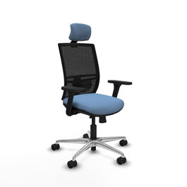 PIQUERAS Y CRESPO Silla de oficina Yunquera con mecanismo Sincro/Traslack, Azul cielo y Negro