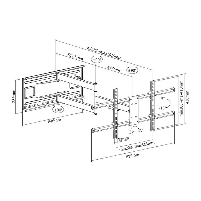 Equip Soporte de Pared TV Brazo Largo Articulado 43-80 pulgadas Equip Soporte de Pared TV Brazo Largo Articulado 43-80 pulgadas