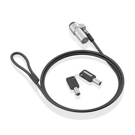 AISENS - CABLE DE SEGURIDAD TIPO NANO CON CERRADURA DE LLAVE PARA ORDENADOR, MONITOR, PORTATIL 1.5M