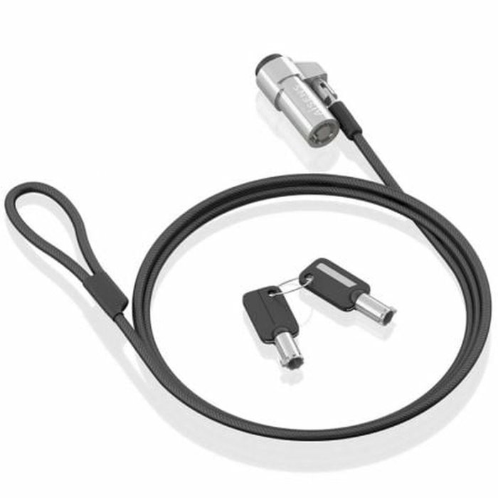 Aisens Cable de Seguridad Nano ASLK-D45K06-BK con Llave, 1.5m, Negro