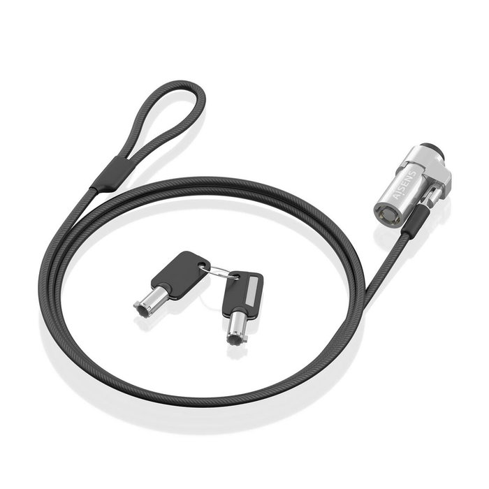 Aisens Cable de Seguridad Nano ASLK-D45K06-BK con Llave, 1.5m, Negro