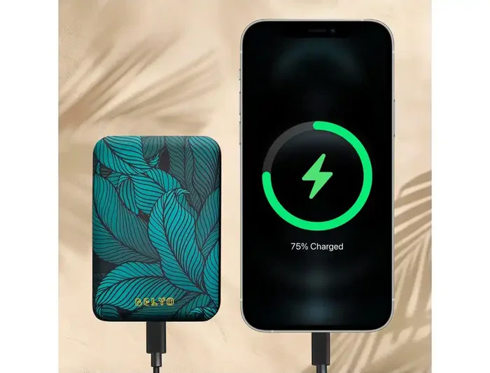 Wondee Batería Externa Magnética 5.000 mAh Jungla Diseño Hojas Azuladas