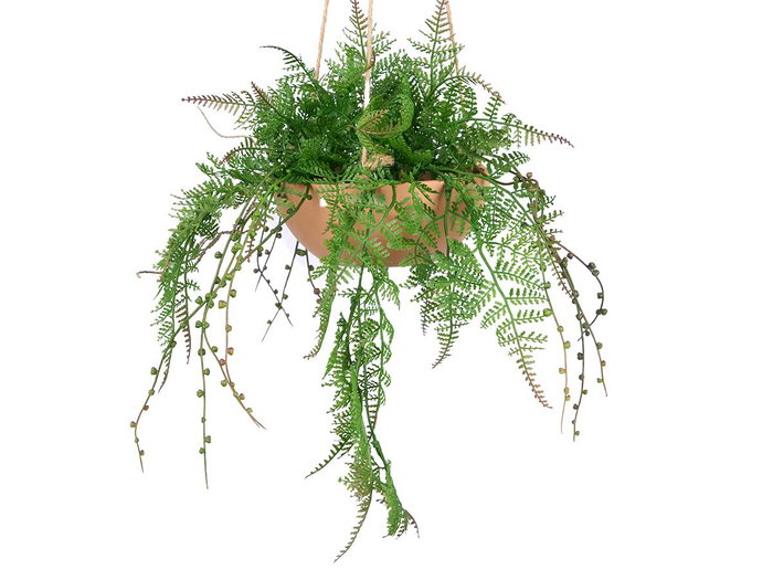 Ibergarden Maceta Barro Helecho Colgar 27x36x17cm Marron Verde (Set de 8)