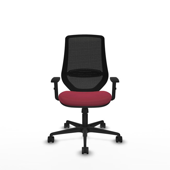 Silla de oficina Mardos con mecanismo Sincro tapizada con Tela color Granate y malla color Negro. Equipada con lumbar 1D, Brazos 1D y Ruedas 65mm nailon Silla de oficina Mardos con mecanismo Sincro tapizada con Tela color Granate y malla color Negro. Equipada con lumbar 1D, Brazos 1D y Ruedas 65mm nailon