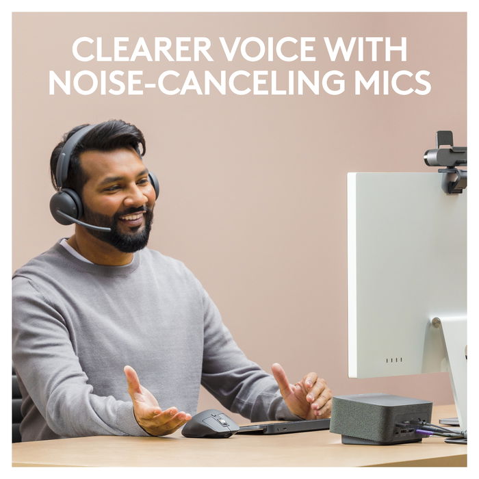 Logitech Headset Zone Wireless 2 UC - Auriculares Inalámbricos 2.4GHz/BT para Oficina, Graphite, Ref. 914-000002 / A00174 / A00172