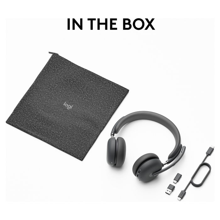 Logitech Headset Zone Wireless 2 UC - Auriculares Inalámbricos 2.4GHz/BT para Oficina, Graphite, Ref. 914-000002 / A00174 / A00172