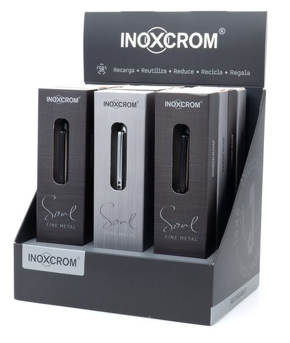 INOXCROM Bolígrafo Soul Fine Metal Expositor de 12 unidades (6 Brushed y 6 Gunmetal) INOXCROM Bolígrafo Soul Fine Metal Expositor de 12 unidades (6 Brushed y 6 Gunmetal)