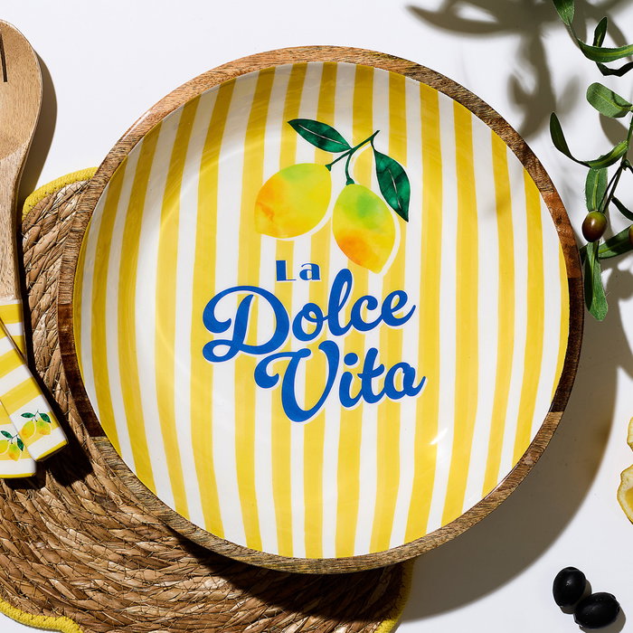 Home Deco Factory Ensaladera de Madera de Mango 33 cm Amarillo Dolce Vita