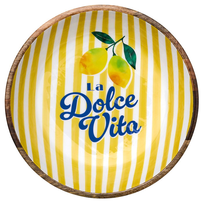Home Deco Factory Ensaladera de Madera de Mango 33 cm Amarillo Dolce Vita