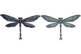 DKD Home Decor Decoración de Pared Metal Libélula Surtido de 2