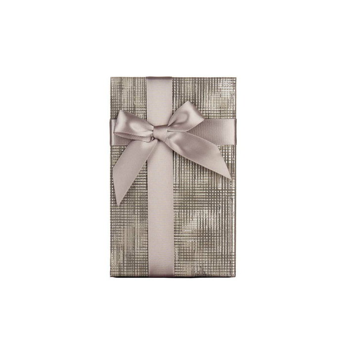 PINCELLO Set 3 Cajas Cartón Rectangular Antracita Rayas Lazo