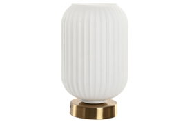 DKD Home Decor Lámpara de Sobremesa Cristal y Metal Glaseado Blanco y Dorado