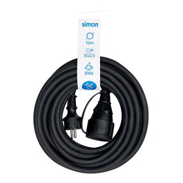 Simon Prolongador Profesional 10 m IP44 H07RN-F 3x2,5 mm² 1 Toma con Tapa 16A 250V Negro