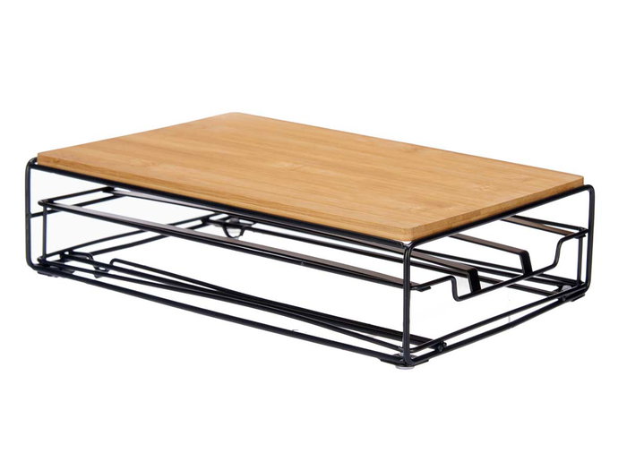 Kinvara Portacapsulas Metal Bambu para 15 Capsulas Dolce Gusto y Nespresso Vertuo 21 x 7.5 x 31 cm (Set de 6)