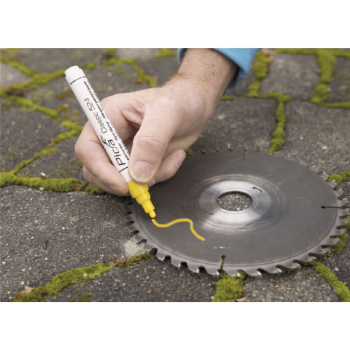 Pica Marcador Permanente Classic Amarillo para Superficies Secas, Marcaje Opaco, Resistente a la Luz y Uso Exterior, Secado Rápido