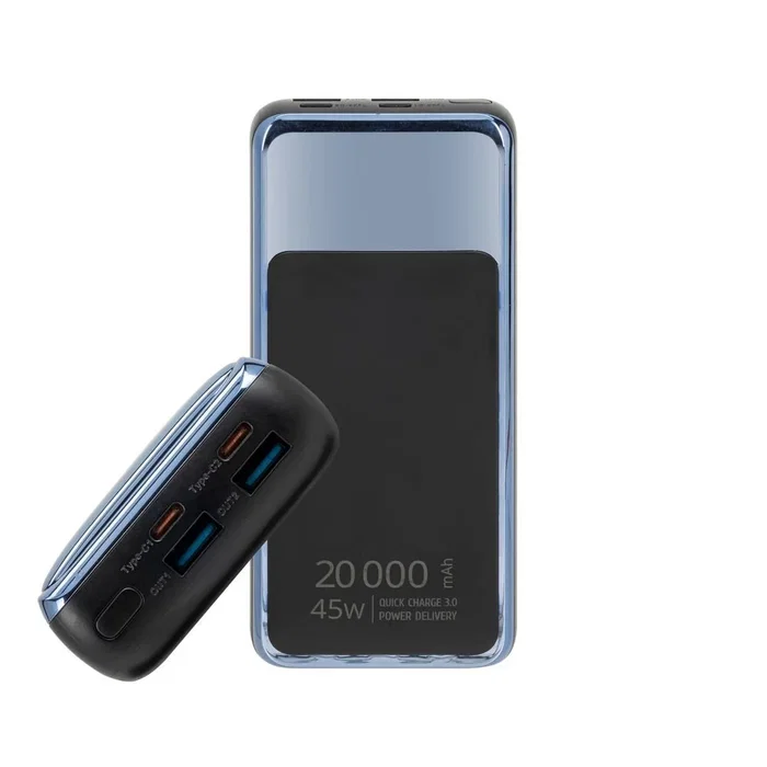Rivacase VA1075 Batería Externa 20000 mAh QC/PD 45W para Portátil con Pantalla LCD - Negro, Azul