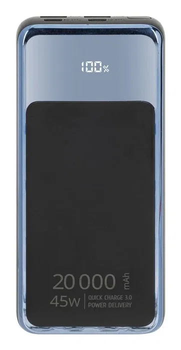 Rivacase VA1075 Batería Externa 20000 mAh QC/PD 45W para Portátil con Pantalla LCD - Negro, Azul