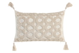 DKD Home Decor Cojín de Poliéster Crudo con Aplicaciones, Pack de 2