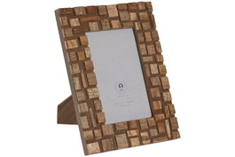 DKD Home Decor Marco de Foto Moderno Natural Mango y Cristal 10x15 cm (4 Unidades) 1.8 x 21.5 x 16.5 cm