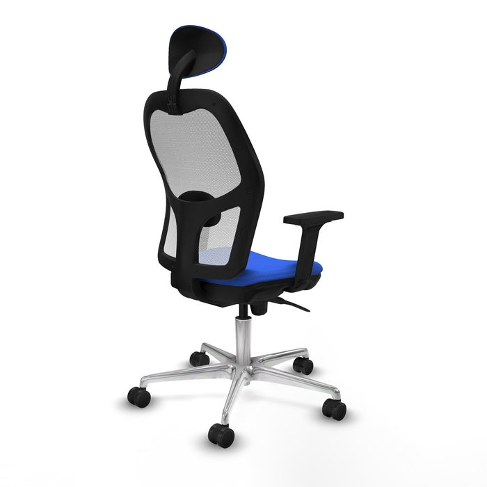 PIQUERAS Y CRESPO Silla de oficina Jorquera con mecanismo Sincro, Tela Azul y Malla Blanca