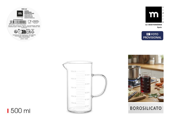 La Mediterranea Jarra Medidora de Borosilicato 500ml La Mediterranea Jarra Medidora de Borosilicato 500ml
