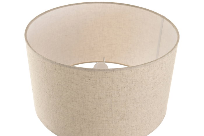 DKD Home Decor Lámpara de Sobremesa Balines Natural/Beige, con Plafón de Poliéster y Pantalla de Lino, 40 x 80 x 40 cm, Bombilla E27 no Incluida