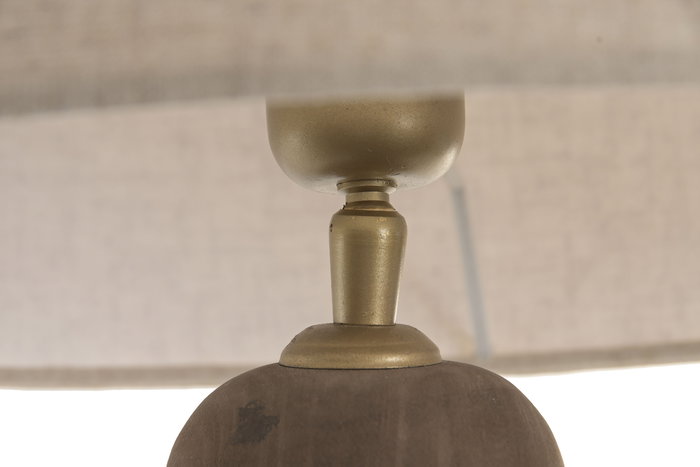 DKD Home Decor Lámpara de Sobremesa Balines Natural/Beige, con Plafón de Poliéster y Pantalla de Lino, 40 x 80 x 40 cm, Bombilla E27 no Incluida